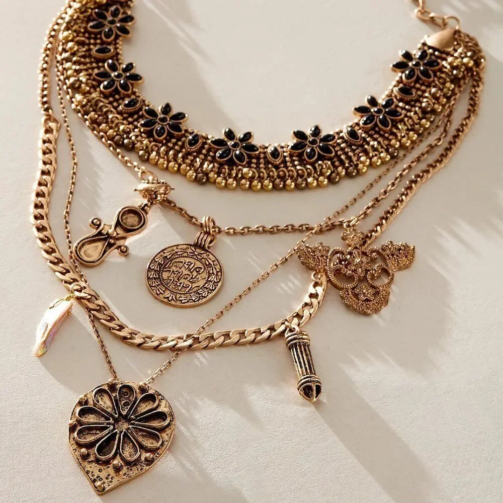 FREE PEOPLE x Ariana Ost Walsh Choker Necklace In Gold / Onyx NWT - Picture 1 of 6
